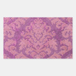 Damask Cut Velvet, Double Damask in Pink & Plum Rectangular Sticker