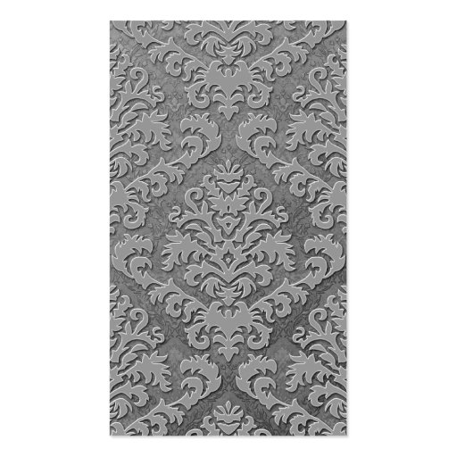 Damask Cut Velvet, Double Damask Monotone in Gray Business Cards (front side)
