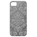 Damask Cut Velvet, Double Damask Monotone in Gray iPhone 5 Cover