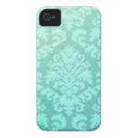 Damask Cut Velvet, Embossed Satin in Mint Green iPhone 4 Case-Mate Case