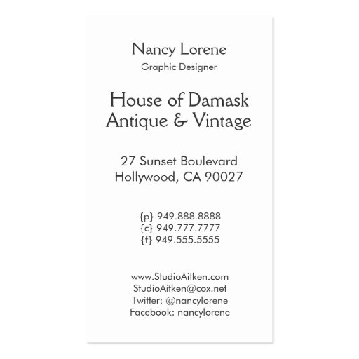 Damask Cut Velvet, Tapestry in Shades of Brown Business Card Template (back side)