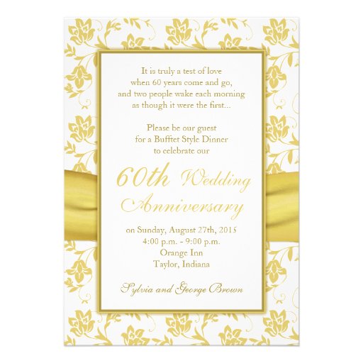 Damask Daisy Diamond 60th Wedding Anniversary Invites