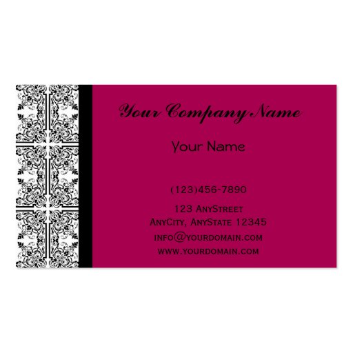 Damask Delight in Cherrystone Red Business Cards (front side)