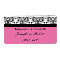 Damask Delight in Floral Pink Water Bottle Label