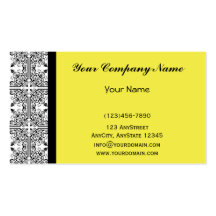 Damask Delight in Lemon Yellow Business Cards