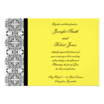 Damask Delight in Lemon Yellow Invitation