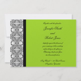 Damask Delight in Lime Green Invitation invitation