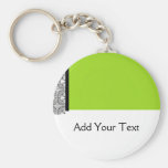 Damask Delight in Lime Green Keychain