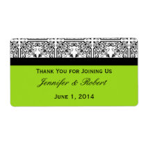 Damask Delight in Lime Green Water Bottle Label
