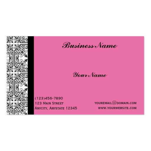 Damask Delight in Pink Business Card (front side)