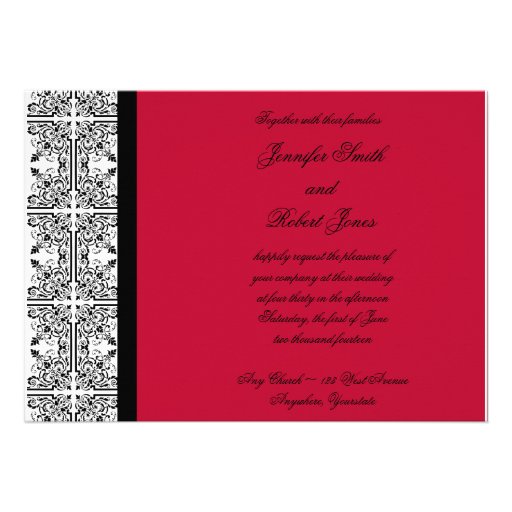 Damask Delight in Scarlet Red Invitation