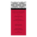 Damask Delight in Scarlet Red Wedding Menu Custom Rack Cards