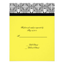 Damask Delight Lemon Yellow Response Card Personalized Announcements