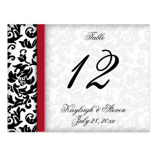 Damask Delight Table Number Postcard Zazzle