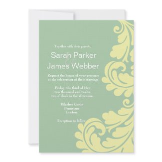 Damask Dew green and lemon Wedding invitation invitation