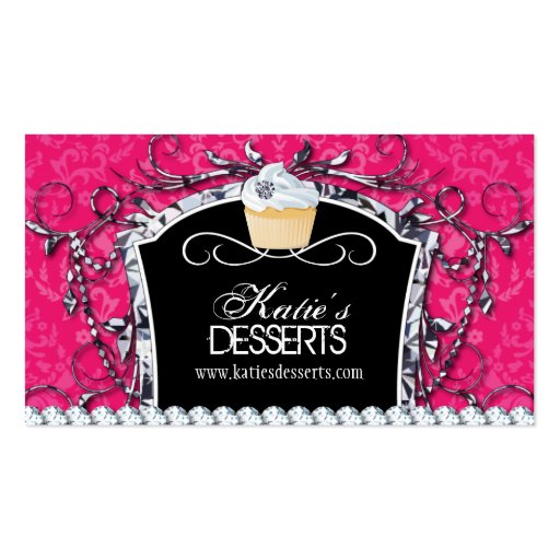 Damask Diva Cupcake Bakery Business Card (front side)