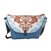 Damask Duo - Messenger Bag - Blue & Red