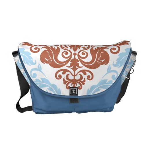 Damask Duo - Messenger Bag - Blue & Red