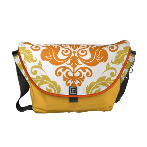 Damask Duo - Messenger Bag - Orange & Gold