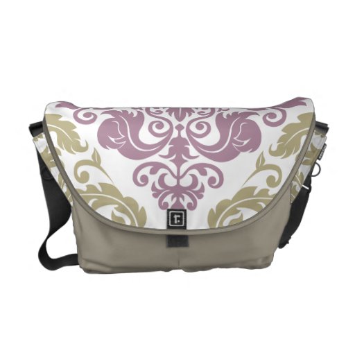 Damask Duo - Messenger Bag - Purple & Sage