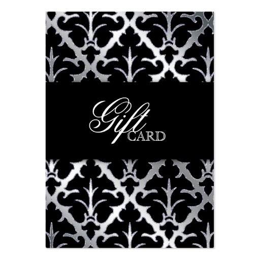 Damask Elegant Gift Card Silver Black Business Cards