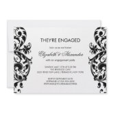 Damask Engagement Party Invitations Black & White invitation