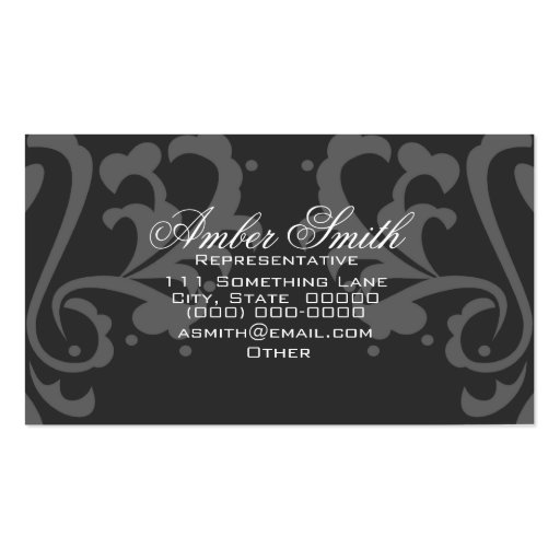 Damask Envelope (Black And White) Business Card Template (back side)
