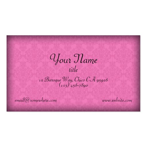 Damask Fancy Pink Baroque Business Cards (back side)