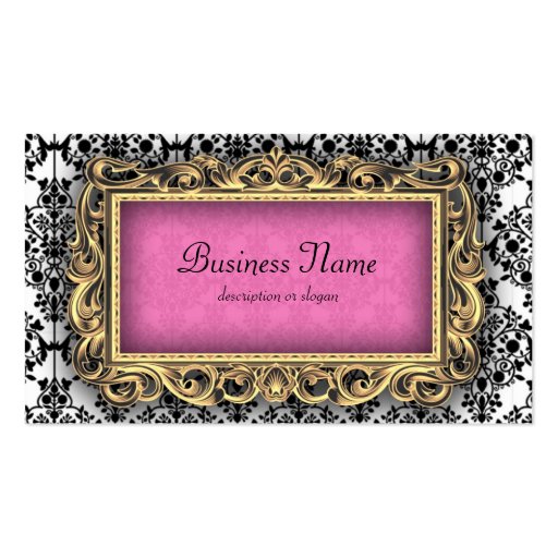 Damask Fancy Pink Baroque Business Cards (front side)