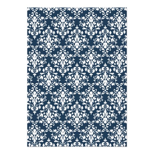 Damask Faux Silver Ribbon Rehearsal Dinner Custom Invitation