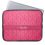Damask  fleur de lis named dark pink laptop case laptop sleeve