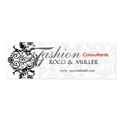 Damask floral black and white business card template