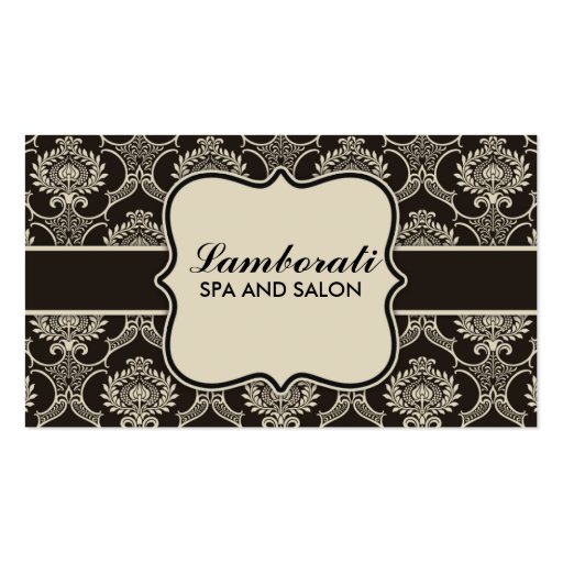 Damask Floral Elegant Cosmetologist Fashion Retro Business Card Template (front side)