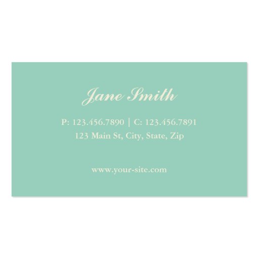 Damask Floral Elegant Modern Brown Beige and Green Business Cards (back side)