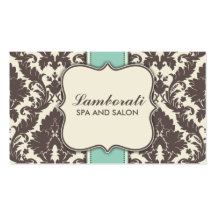 Damask Floral Elegant Modern Brown Beige and Green Business Cards