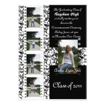 Damask floral film strip grad invite- for customiz