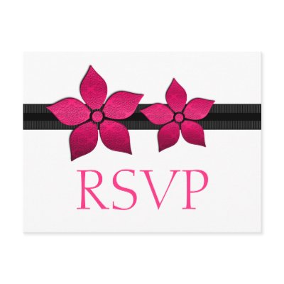 Damask Flowers Striped Border RSVP Card Post Cards
