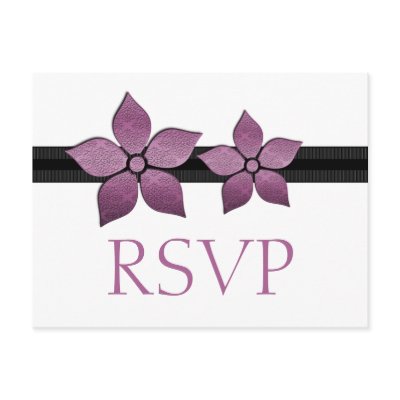 Damask Flowers Striped Border RSVP Card Postcards