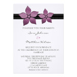 Damask Flowers Striped Border Wedding Invite