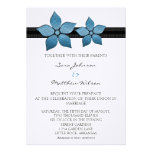 Damask Flowers Striped Border Wedding Invite