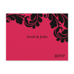 Damask Fuchsia and black RSVP Postcard