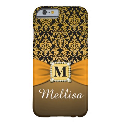 Damask Full Orange Monogram & Name Barely There iPhone 6 Case