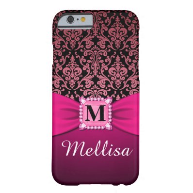 Damask Full Pink Monogram & Name Barely There iPhone 6 Case