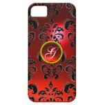 DAMASK GEM MONOGRAM red iPhone 5 Covers