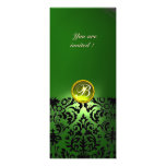 DAMASK GEM STONE MONOGRAM green yellow Announcements