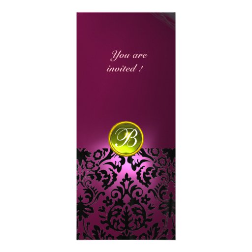 DAMASK GEM STONE MONOGRAM  yellow pink Personalized Invitations
