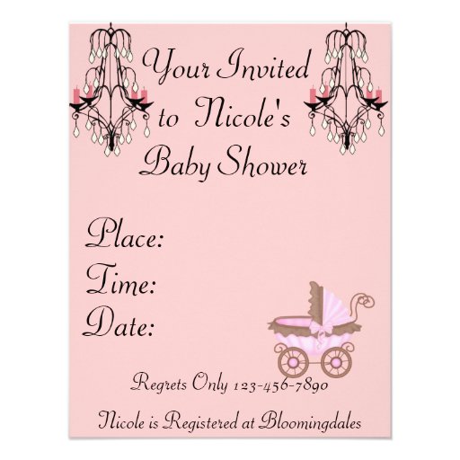 DAMASK GIRL BABY Shower INVITATIONS