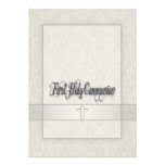 Damask Girls First Communion Invitation
