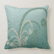Damask Glitter Ornamentals Throw Pillows