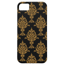 Damask Gold Black iPhone 5 Covers